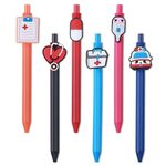 Amabro Cute Nurse Pens, 6PCS Funny Cartoon Nurses Pen 0.5mm Retractable Nurse Ballpoint Pens Gift for Nurses Doctors Medical Assistants Students Healthcare Workers Office Appreciation Gift