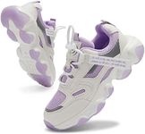 Santiro Girls Tennis Shoes Little Kids School Shoes No Lace Sneakers Comfortable Light Athletic Sports Running Shoes for Children 2 Purple