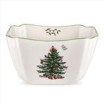 Spode Christmas Tree Square Bowl | Small 6.75 Inch Candy Dish for Home and Office Décor | Perfect for Serving Dried Fruit, Nuts, Appetizers, and More | Decorative Bowl Made from Fine Porcelain