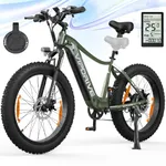 Vipdrive Electric Bikes for Adults, E-Bike with 48V 15Ah Removable Battery, 26" X 4" Fat Tire, 5 PAS Modes, 7 Speeds, Up to 25 Km/h, Large Smart LCD Display, Up to 100 KM E Mountain Bikes(1.1 Green)