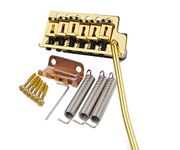 Guyker Tremolo Bridge Vintage Bent Steel Saddles and Zinc Block Compatible with Start ST Electric Guitar (GG-1004, Golden)