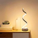 ELINKUME Spiral LED Table Lamp, Curved LED Desk Lamp, Modern Minimalist Design, 12W Warm White Light, Creative Acrylic LED Modeling Lamp Perfect for Bedroom Living Room (White)