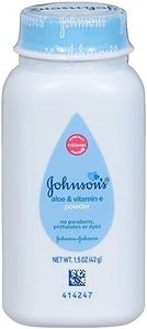 Johnson's Baby Naturally Derived Cornstarch Baby Powder with Aloe and Vitamin E for Delicate Skin, Hypoallergenic and Free of Parabens, Phthalates, and Dyes for Gentle Baby Skin Care, 1.5 oz