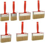 DAJAVE 7 Pack Fence Paint Brushes 5 Sizes Fence Brush Decking Paint Brush Red Shed Brush for Wood, Wall, Fence, Shed and Decking