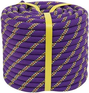 CRAYZA Double Braided Arborist Rope (1/2 in x 100 ft) Climbing Rope High Strength Polyester Rope 48 Strands for Tree Work, Swing, Pulling, Sailing, Purple