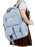 FIORETTO Lightweight School Backpack Womens, Cute School Bag for Girls, Laptop Rucksack Backpack for School Casual Daypacks Travel Backpack for College Work BLue