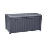 Keter Borneo 416L Outdoor 60% recycled Garden Furniture Storage Box Grey Rattan Effect | Fade Free | All Weather Resistant | Safe and Secure | Zero Maintenance | 2 year Warranty