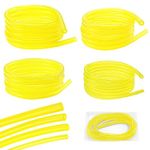 VooGenzek 4 PCS Petrol Fuel Line Hose Tube, 1m Yellow Transparent Tubing Oil Hose (2 x 3.5mm, 2.5 x 5mm, 3 x 5mm, 3 x 6mm), for Brush Cutter, Trimmer, Lawnmower, PVC Hose, Oil Hose