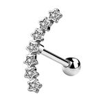 Melighting Helix Earrings 16G Helix Piercing Clear CZ Helix Jewellery Curved Star Upper Ear Helix 316L Stainless Steel Cartilage Earring for Women Girls