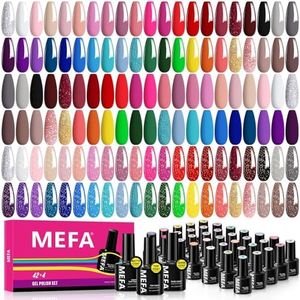 MEFA 46PCS Gel Nail Polish Kit, 42 Colors All Seasons Collection White Nude Pink Colorful Gel Polish Set with 4Pcs Top and Base Coat Manicure Art Home Salon 7ML Gifts for Women Girls