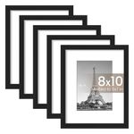 upsimples 8x10 Picture Frame Set of 5,Display Pictures 5x7 with Mat or 8x10 Without Mat,Wall Gallery Photo Frames, Black