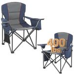 SILKLUMO 2 Pack Heavy Duty Oversized Camping Chair for Adults 200KG Max/Lumbar Support - Folding Chairs with Side Pocket, Cup Holder & Cooler Bag for Beach, Fishing, Lawn, Backyard