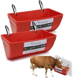 WISMOIER 2 Pack Chicken Feeder Feed Trough with Clips Hanging Fence Feeders for Goat Duck Sheeple Piglets Horse (Red)