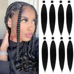 EFFGOCO Pre Stretched Braiding Hair 8 Packs 12 Inch Professional Pre Stretched Crochet Hair For Box Braids Or Twist Natural Black Yaki Perm Straight Synthetic Hair Extension For Women (12Inch, 1B#)