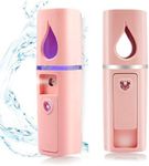 2 Pack Nano Facial Mister Mini Face Humidifier Portable Facial Sprayer Rechargeable Handy Nano Mister,Facial Sprayer Steamer Mist Nano Ionic Eyelash Extensions Face Spa Beauty Skin Care with USB Cable (Pink+Pink, 20ml)