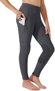 Willit Girls Horse Riding Pants Tights Kids Equestrian Breeches Knee-Patch Youth Schooling Tights Zipper Pockets Gray L
