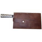 Hide & Drink, Cleaver Butcher Knife Holster, Fits (4.25 x 8.25 in.) Knives, Rustic Sheath, Blade Cover, Kitchen Essentials, Full Grain Leather, Handmade, Bourbon Brown