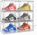 BASTUO Shoe Box, 6 Pack Shoe Organizer, Shoe Storage Clear Plastic Stackable, Closet Organizers and Storage for Display Sneakers, Heels, Collectibles