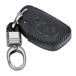 Contacts Soft Leather Car Key Cover Compatible With Hyundai 3 Button Smart Key With Key Chain For Creta, I10 Grand, I20 Elite, I20 Active, Xcent, Verna Tucson Elantra Grand I10 Nios, Black