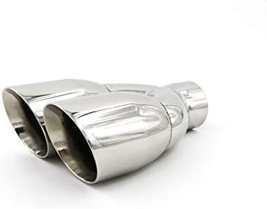RP Remarkable Power, Fit for 2.5 Inch Inlet 2x3.5" Outlet 9.5" Overall Length Stainless Steel Weld-On Dual Round Angle Exhaust Tip Tailpipe Duo Layer 2.5"X(3.5"X2) X9.5" EXT41