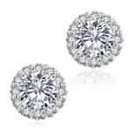 KRKCLIFE Moissanite Earrings for Women, 1.0 Carat Round Diamond Studs Earrings, D Color, VVS1, 4 Prong, 925 Sterling Silver, White Gold Hypoallergenic Jewelry Gifts for Her Girlfriend