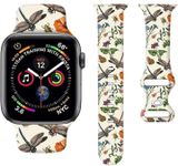 Sport Watch Bands Compatible with Apple Watch Band 38mm 40mm 41mm for Women Men, Adjustable Soft Silicone Replacement Smartwatch Wristband for iWatch Series 7 6 5 4 3 2 1 SE(dragonflies and Flower)