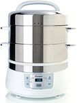 Euro Cuisine FS2500 Electric Food Steamer, Versatile Vegetable Steamer & Steam Cooker Ideal for Fish, Veggie, Meat, Stainless Steel 1200 Watts