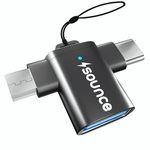 Sounce 2 in 1 USB OTG Adapter USB A to Type C & Micro USB Connector, Female to Male USB 3.0 High-Speed Data Transfer Converter Pen Drive Adapter for Mobile and Others - Black