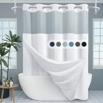 EUTXL White No Hook Shower Curtain with Snap in Liner,230GSM Waffle Weave Shower Curtains for Bathroom,71W x 74H