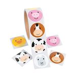 Fun Express Farm Face Animals Stickers (Party Favor Pack: 200 Stickers)