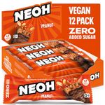 NEOH Peanut Bars with No Added Sugar | Palm Oil Free, 100% Vegan, Protein Rich | Healthy Snack Alternative | Pack of 12