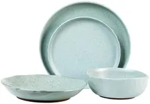 Sango Kaya 16-Piece Ceramic Dinnerware Set with Round Plates and Bowls, Blue