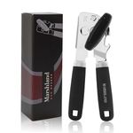 Marshland Tin Opener UK - Stainless Steel Soft Handled Manual-Magnetic Can Opener That Works for Arthritis Hands – Black