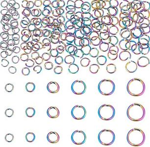 UNICRAFTALE About 180Pcs 6 Sizes Rainbow Color 304 Stainless Steel Open Jump Rings Round Ring Inner Diameter 2.5~7mm Open Jump Rings Metal Rings for Bracelet Necklace Jewlery Making