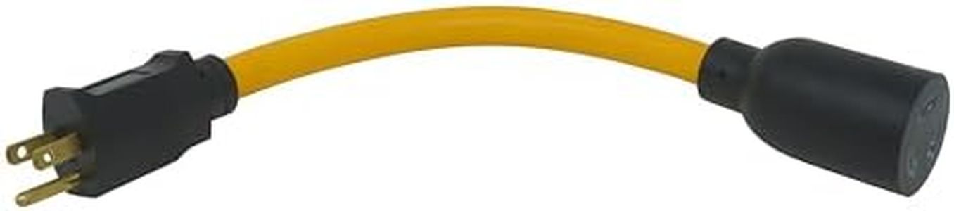 Coleman Cable 90208802 090208802 Generator Cord Adapter from 5-15P to L5-20R (9 in 12/3 Gauge) Yellow