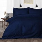 Easy Bedding- 300 Thread Count- 3 Piece Rajai/Quilt/Duvet Cover Set- 100% Cotton Duvet Cover with 2 Pillow Cover-Zipper Closure Comforter Cover-King Size Navy Blue Stripe