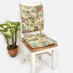 TIQH Cotton Printed Chair Pads/Chair Cushion/Back Support/Seat Cushion with Ties and Handmade Quilting (Set of 2) (Pattern 01)