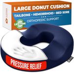 5 STARS UNITED Donut Cushion – Memory Foam Pillow for Sitting – Tailbone & Coccyx Support – Hemorrhoid-Friendly Ring Shape – Office Chair, Car, Desk & Wheelchair (Blue, Large)