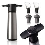 The Original Vacu Vin Wine Saver with 2 Vacuum Stoppers and 2 Wine Servers - Stainless Steel