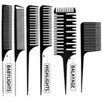 6 Pieces Highlighting Weaving Comb Dyeing Hair Comb Weaving Sectioning Foiling Comb Rat Tail Styling Hair Dyeing Combs for Highlights Foiling Balayage Hair Coloring (Various Styles)