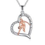 YAFEINI Sports Lovers Gifts for Women Girls 925 Sterling Silver Basketball Necklace Inspirational Pendant Jewellery for Basketball Lovers (Basketball necklace)