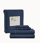 Bamboo Sheets King - 100% Rayon from Bamboo King Size Sheets, Cooling Sheets King, Breathable Sheets for King Size Bed, Soft Bedding Sheets & Pillowcases, 15" Deep Pocket Sheet Set - Estate Blue