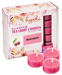 HYOOLA Scented Tealight Candles - Clear Cup - Wildcherry Tealight Candles Scented - 6 Hour Burn Time - 15 Pack - European Made