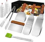 MAIKEHIGH 8Pcs BBQ Grill Spatula Set, Heavy Duty Griddle Scraper Accessories Kit Stainless Steel Burger Flipper Tool Teppanyaki Cooking Utensils for Grilling, Barbecue, Flat Top, Pancake