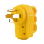 PEAKTOW PTR0153 Heavy Duty 50Amp 125/250V RV Replacement Male Plug Receptacle Adapter with Ergonomic Handle ETL Listed