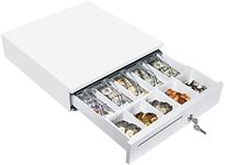 MUNBYN White Cash Drawer, 16" Heavy Duty Cash Register for Point of Sale (POS) System, 5 Bill/5 Coin, Removable Coin Tray, RJ11/RJ12 Interface 2 Key-Lock, Works for Square Business, Money Drawer