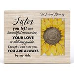 Memorial Sister Wood Picture Frame Gift, Sister You Left Me Beautiful Memories Rustic Wooden Photo Frame Sympathy Gift for Sister from Brother Sisters, Tabletop and Wall Mounting, Display Photo 4x6