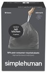 simplehuman Extra Strong Odor-Absorbing Tall Kitchen 13 Gallon Drawstring Trash Bags, 50% PCR content, 80 Count