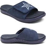 KuaiLu Mens Orthotic Slides Soft Cushion Sport Sandals with Plantar Fasciitis Arch Support Adjustable Open Toe Summer Slippers Slip on Indoor Outdoor Dark Blue Size 9