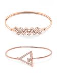 ZAVERI PEARLS Set of 2 Rose Gold Contemporary Cubic Zirconia Brass Kada Style Bracelet For Women-ZPFK11104